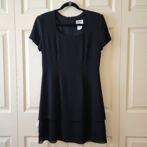 Vintage Jeffrey & Dara Black Evening Dress By Tom Barra Size 10 Scoop Neck